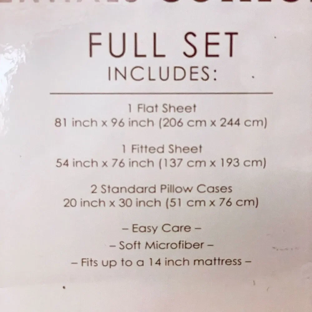 NWT Vintage Essentials Collection Full Navy Blue  4 Pc Soft microfiber Sheet Set